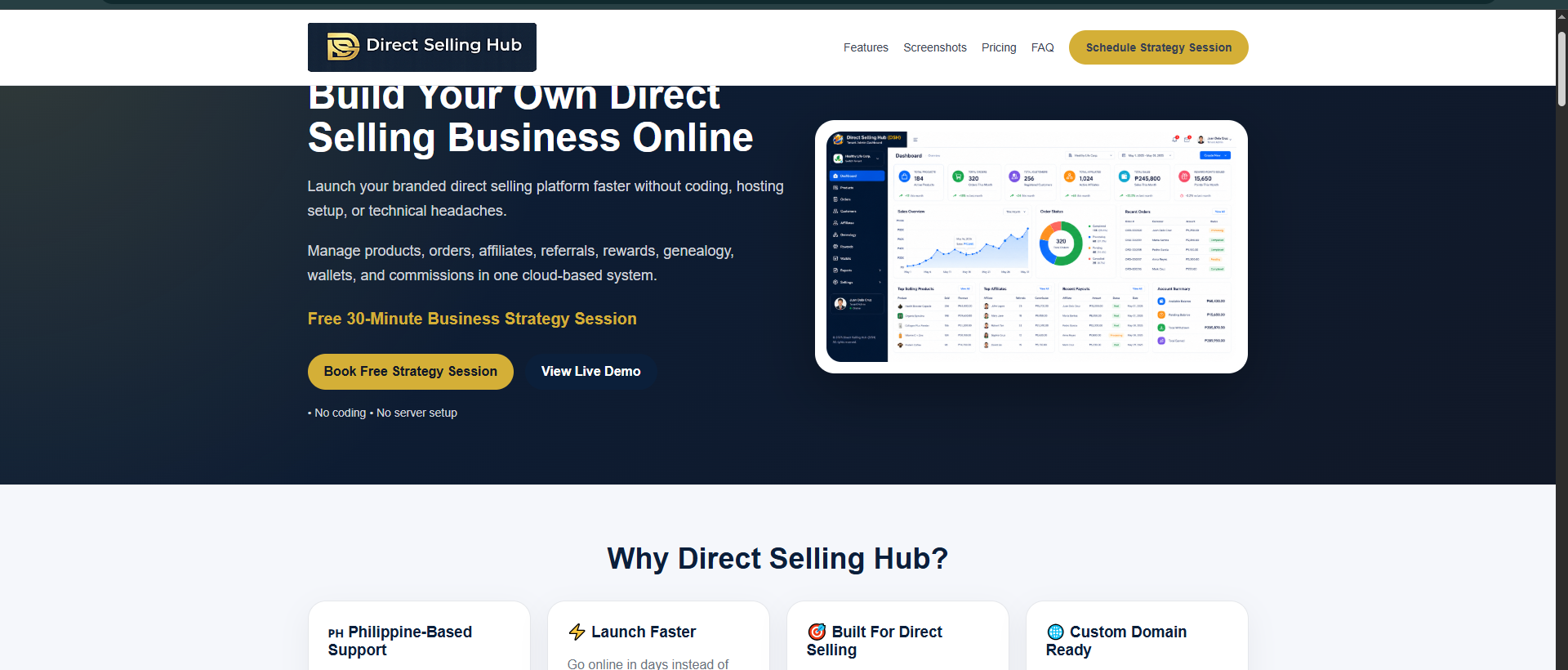 Direct Selling Hub front page
